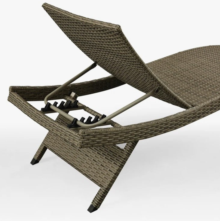 Brand New in Box Set of Two Ozellar All Weather Outdoor Wicker Chaise Lounge, Natural (#209)
