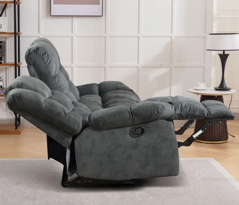 Brand New in Box Overstuffed Manual Reclining Sofa with Wide Backrest, Smoke Gray (#214)