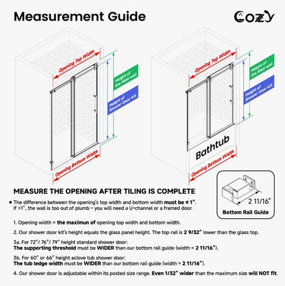 Brand New in Box 74-79" W X 76" H Frameless Single Sliding Shower Door, Matte Black (#293)