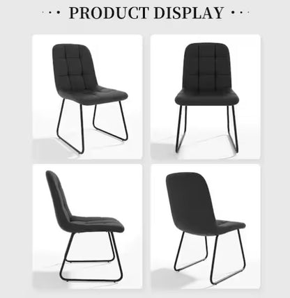 Brand New in Box Faux Leather Upholstered Dining Chairs w/ Metal Legs, Black (Set of 4) (#302)