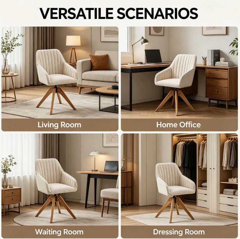 Brand New in Box Upholstered Swivel Accent Chair, Beige Linen Fabric (#289)