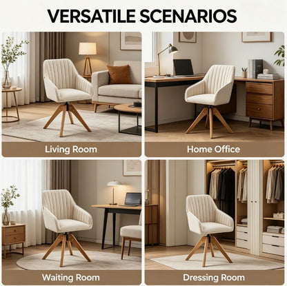 Brand New in Box Upholstered Swivel Accent Chair, Beige Linen Fabric (#289)