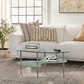Brand New in Box Wave Mid Century Modern Oval Glass Coffee Table (#27)