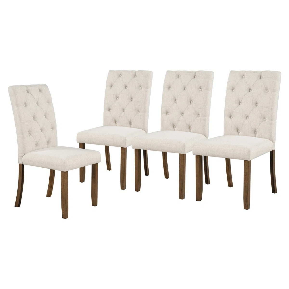 Brand new in box Set of Four Farmhouse Dining Chairs and Bench, Upholstered, Brown/Beige (#162)