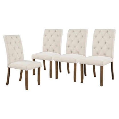 Brand new in box Set of Four Farmhouse Dining Chairs and Bench, Upholstered, Brown/Beige (#162)