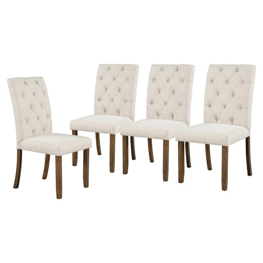Brand new in box Set of Four Farmhouse Dining Chairs and Bench, Upholstered, Brown/Beige (#162)