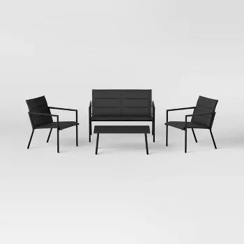 Brand New in Box 4pc Padded Sling Patio Conversation Set Black (#60)