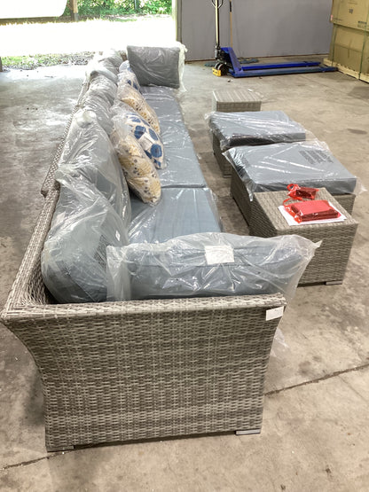 Brand New in Box 8 - Person Wicker / Rattan Outdoor Sectional with Cushions & Pillows (#171)