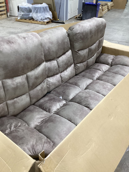 Brand New in Box Overstuffed Manual Reclining Sofa with Wide Backrest, Smoke Gray (#214)