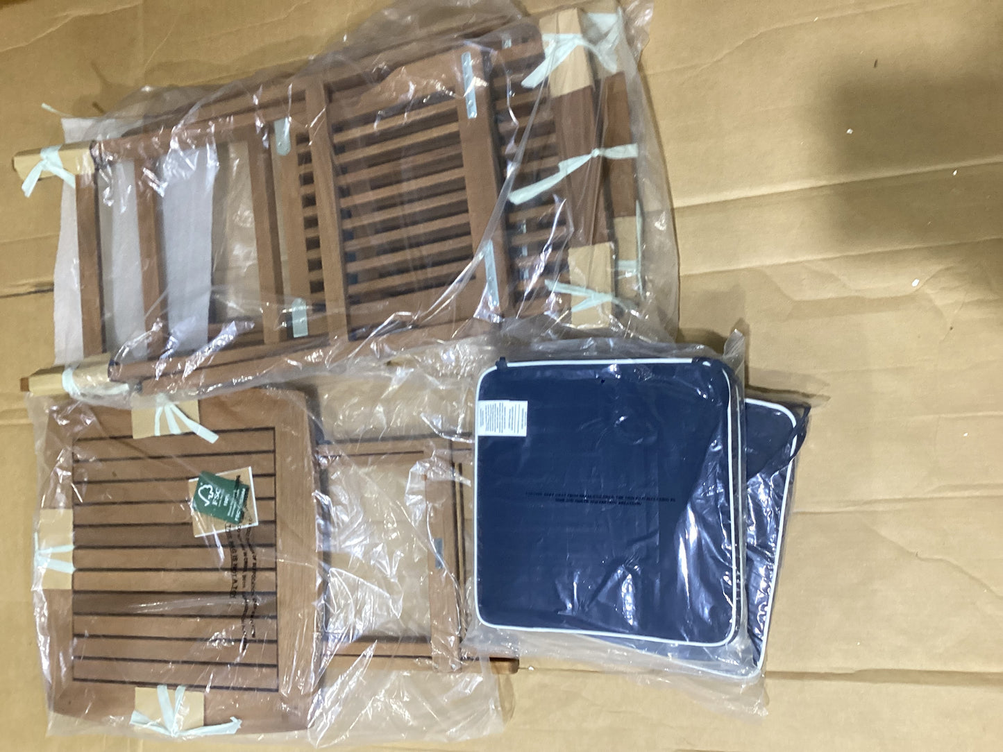 Brand New in Box Wood 3-Piece Square Foldable Bistro Outdoor Furniture Patio Set (#217)