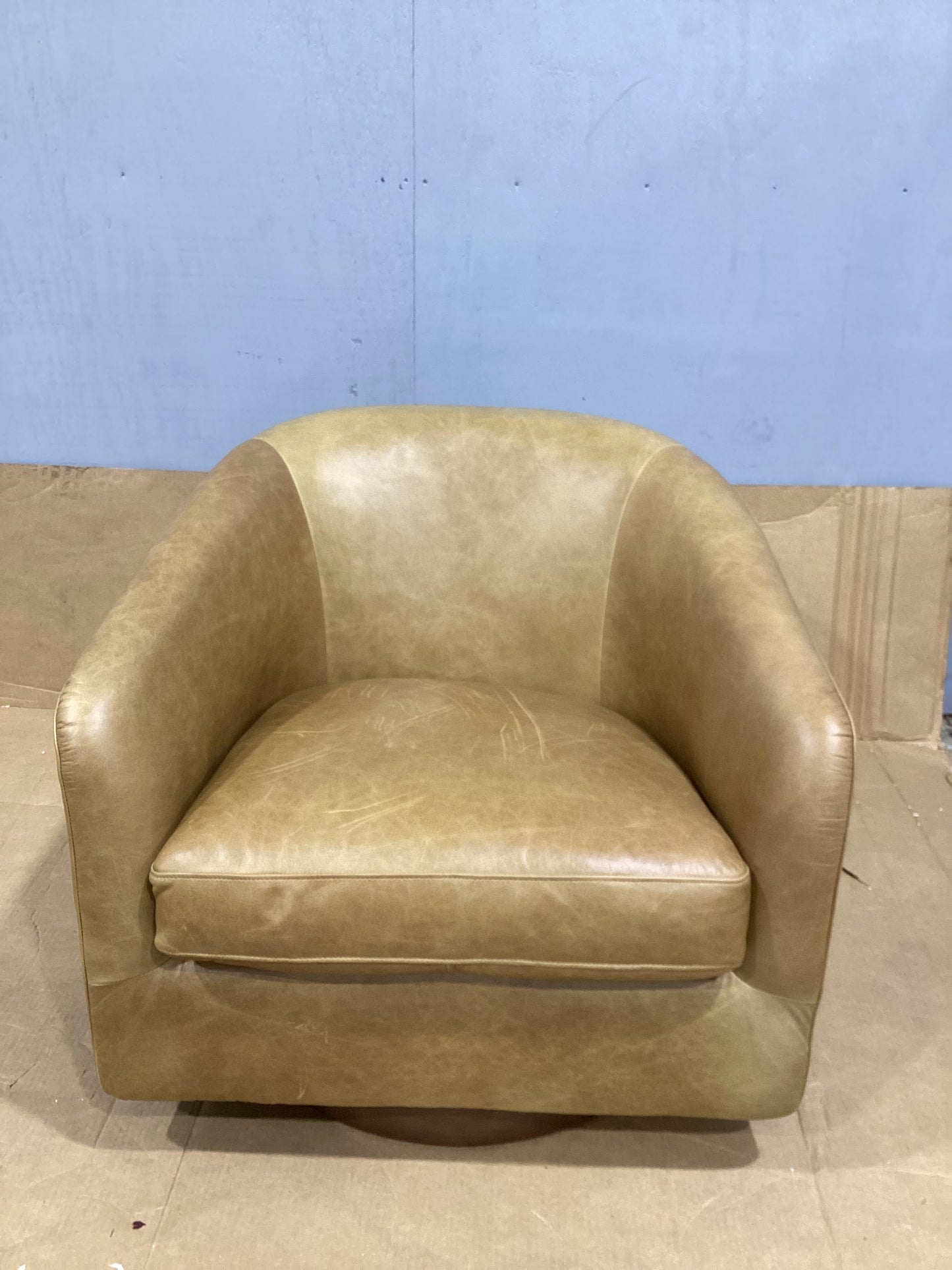 Brand New in Box Kamonte Upholstered Swivel Barrel Chair, Tan (#242)