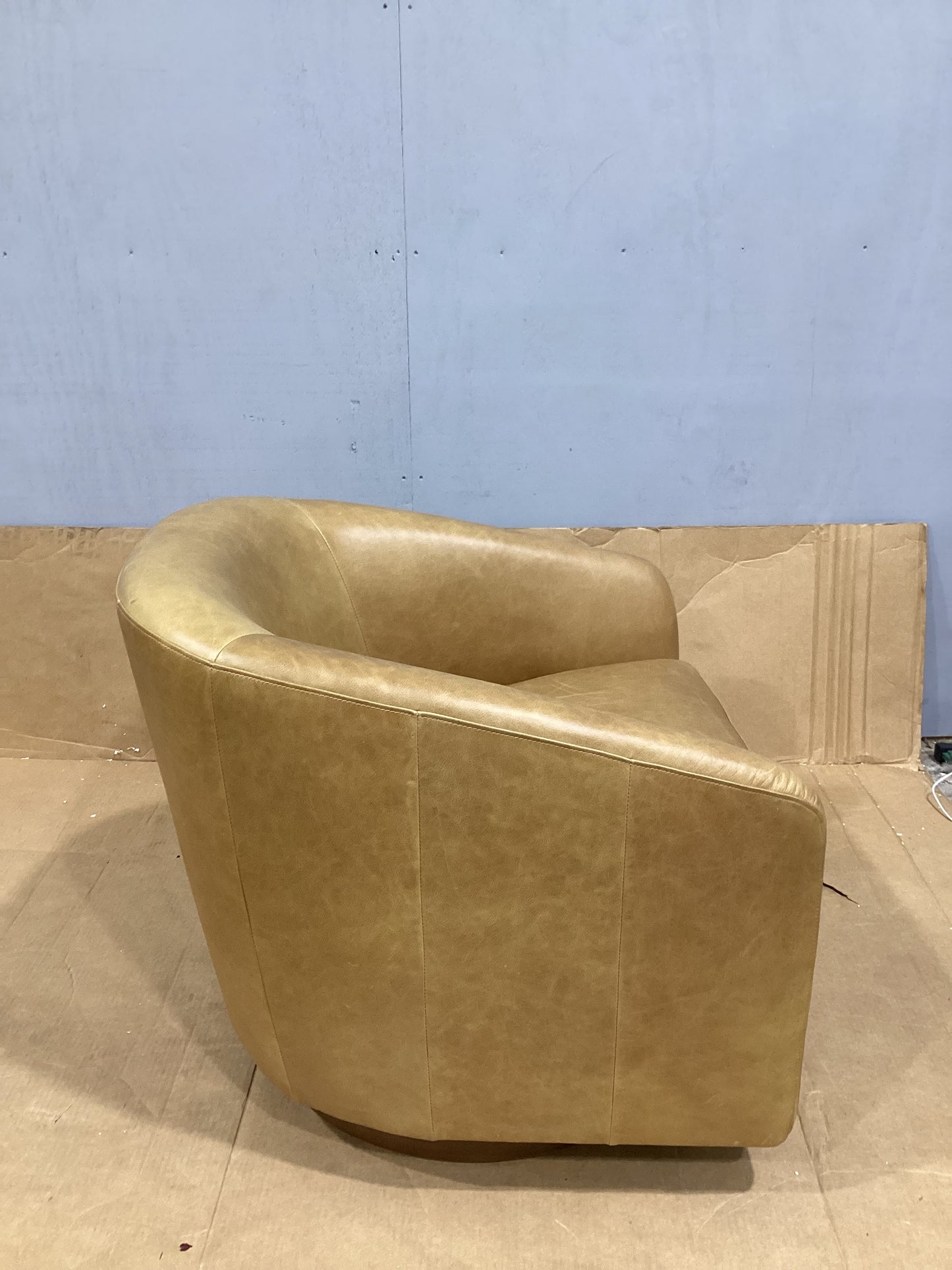 Brand New in Box Kamonte Upholstered Swivel Barrel Chair, Tan (#242)