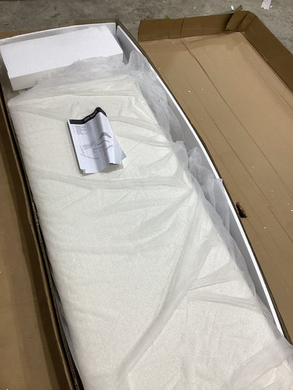 Brand New in Box Solid Wood Boucle Upholstered Headboard Queen bed, Walnut Cream Boucle, (#245)