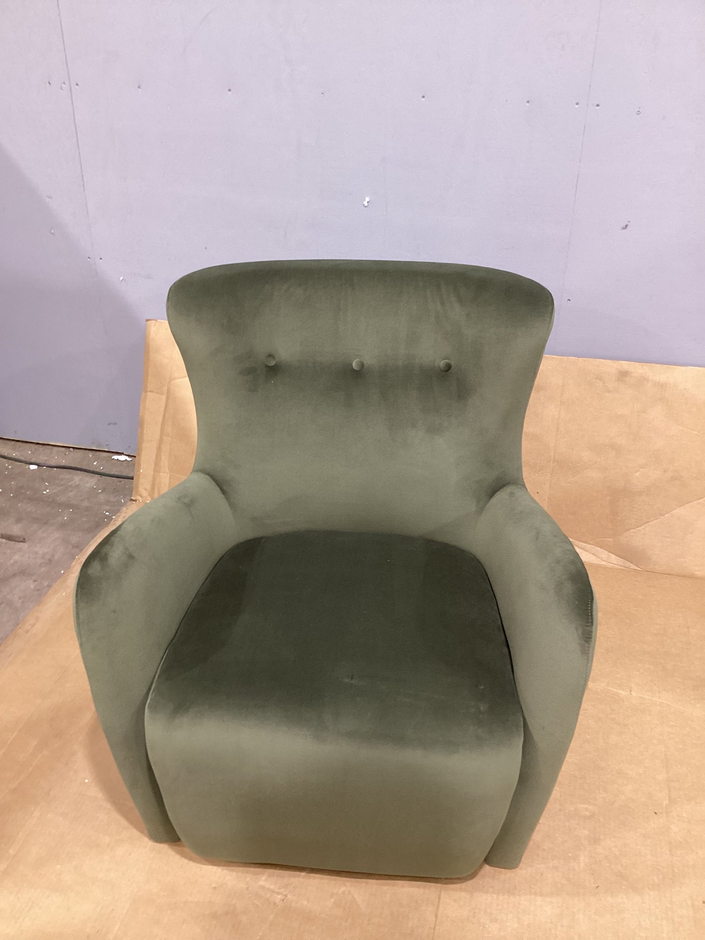 Brand New in Box Kessler Wingback Accent Chair Velvet, Olive (Four Available) (#251)
