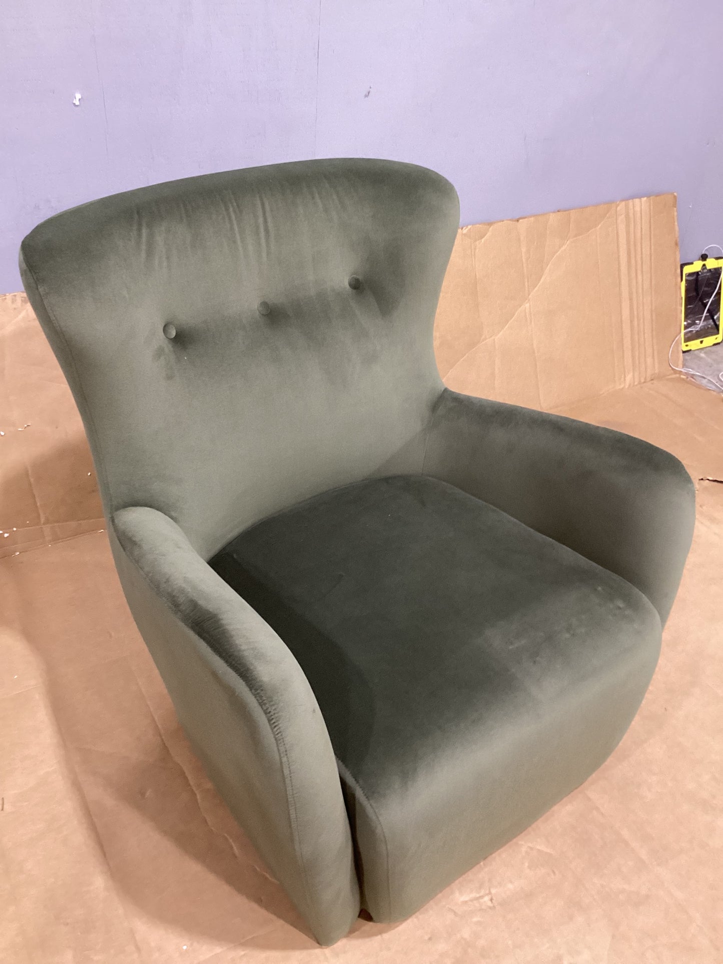 Brand New in Box Kessler Wingback Accent Chair Velvet, Olive (Four Available) (#251)