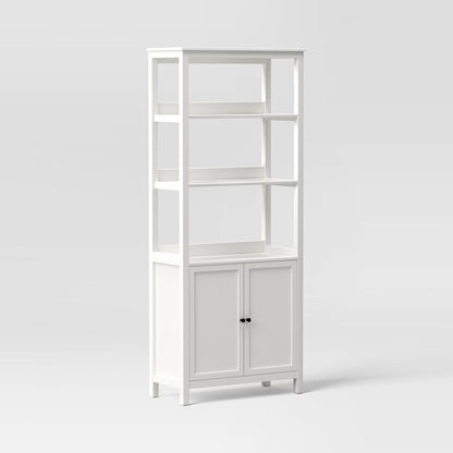 Brand New in Box 72" Bookcase Traditional With Three Open Shelves and Cabinet Classic White (#253)