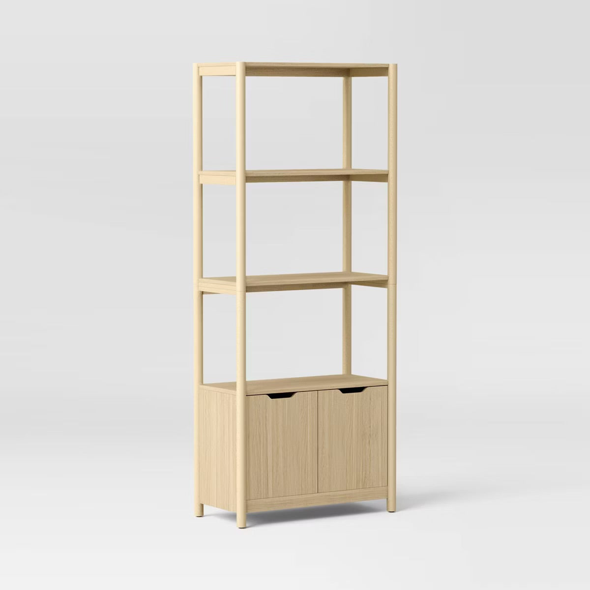 Brand New in Box 72.25" Scandi Bookcase with Three Shelves And Cabinet Storage Natural (#254)