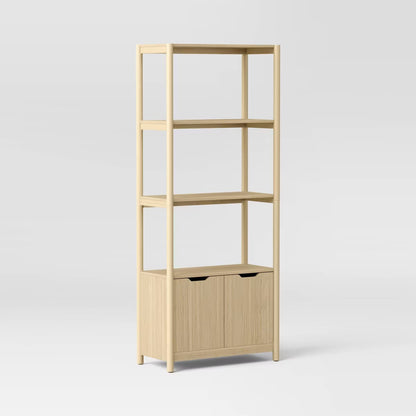 Brand New in Box 72.25" Scandi Bookcase with Three Shelves And Cabinet Storage Natural (#254)
