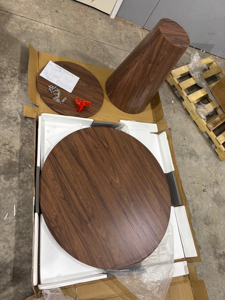 Brand New in Box 43 inch Natural Wood Grain Circular Dining Table, modern minimalist (#102)