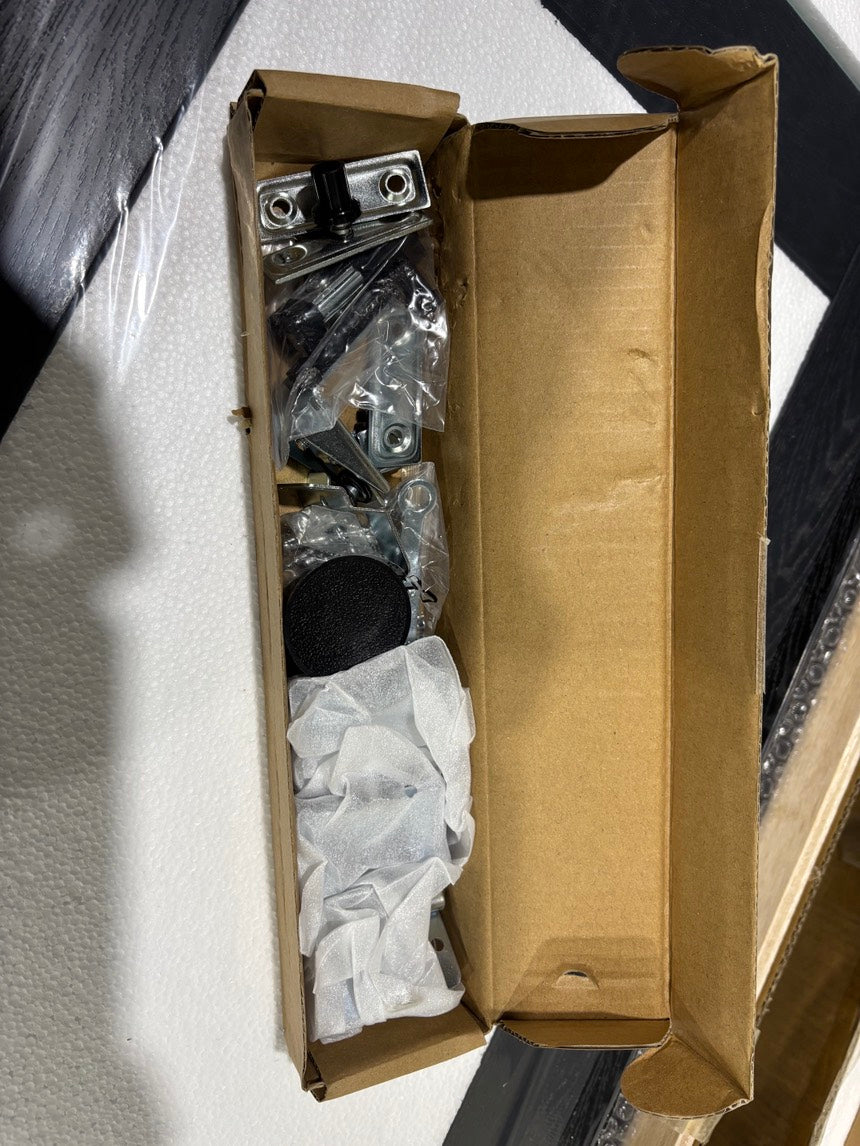 Brand New in Box 3-Lite Frosted Glass and Black Manufactured Wood Bi-Fold Doors w/ HW Kit. (#103)