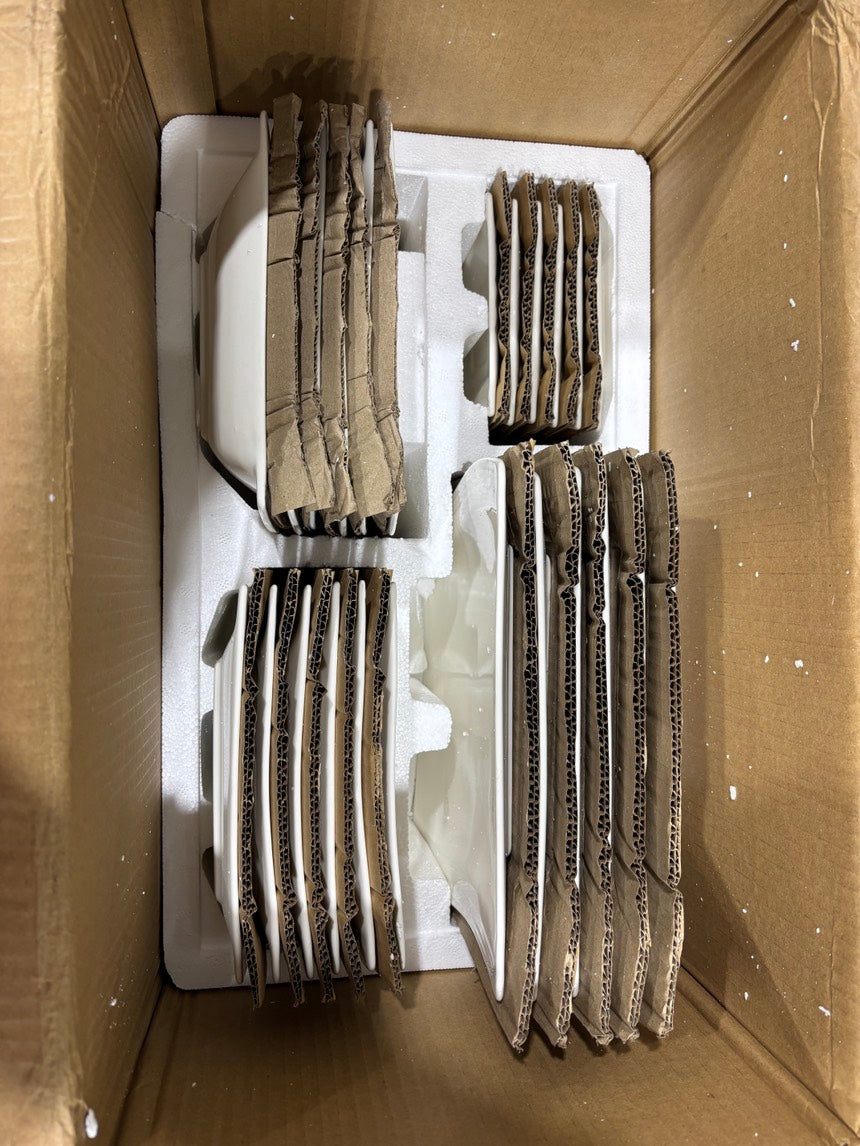 Brand New in Box 30-Piece Square Porcelain Dinnerware Sets, Service For 6 (Two Available) (#180)