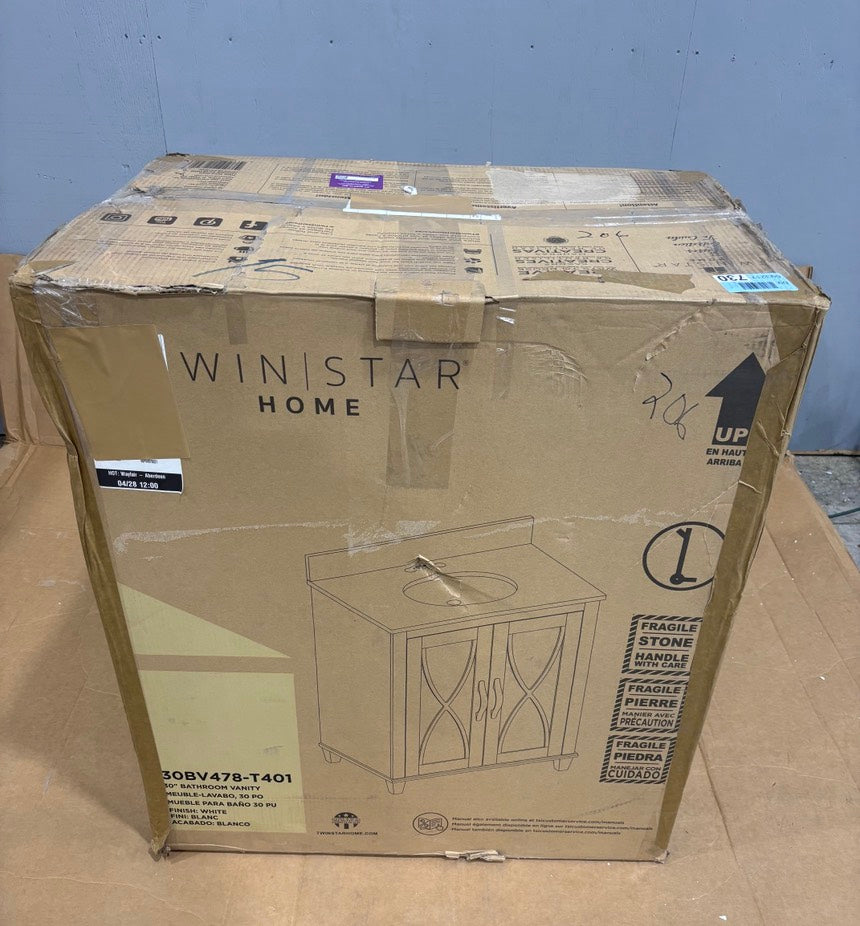 Brand New in Box 30" Single Bathroom Vanity with Adjustable Shelf, White (#206)