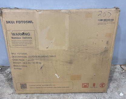 Brand New in Box Outdoor Rectangular Dining Table, Walnut (#207)