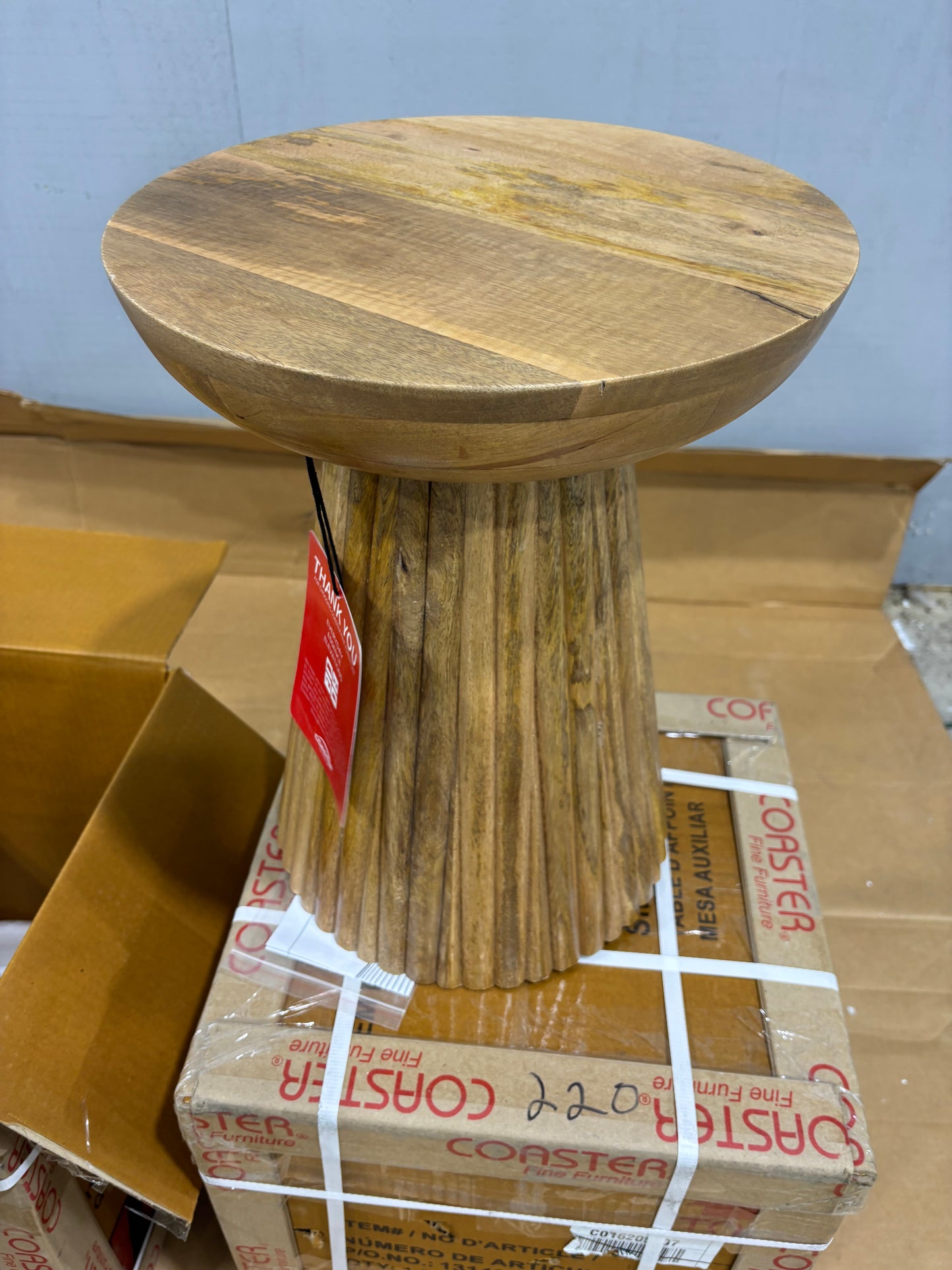 Brand New in Box Set of Two Aureo - Solid Wood - 14-Inch Round Side Tables (#220)