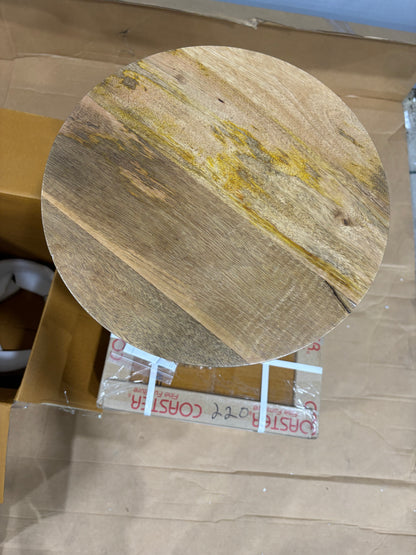 Brand New in Box Set of Two Aureo - Solid Wood - 14-Inch Round Side Tables (#220)