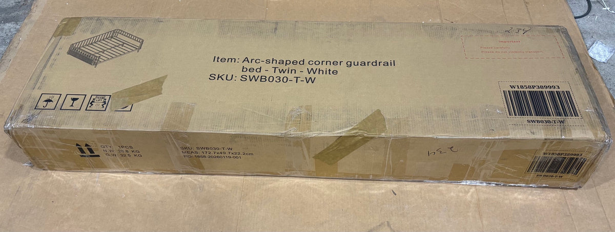 Brand New in Box Children’s Wooden Bed with Safety Rails – Low Kids Bed, Twin (#234)