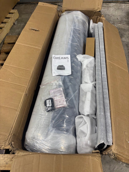 Brand New in Box Upholstered Compression Light Gray Faux Fur Chaise Lounge Sofa Bed (#257)
