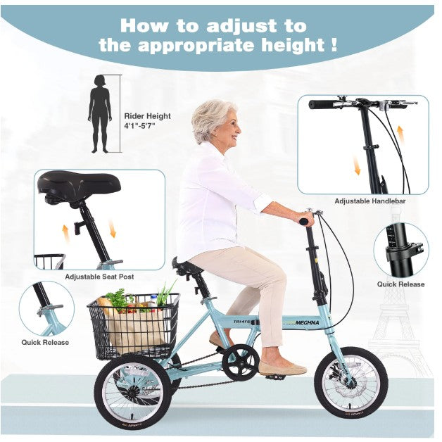 Brand New in Box Folding Tricycle for Adults, Green (#195)