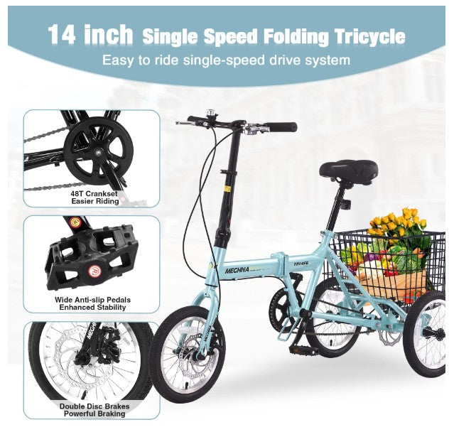 Brand New in Box Folding Tricycle for Adults, Green (#195)
