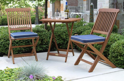 Brand New in Box Wood 3-Piece Square Foldable Bistro Outdoor Furniture Patio Set (#217)