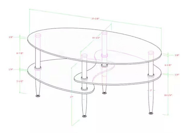 Brand New in Box Wave Mid Century Modern Oval Glass Coffee Table (#27)