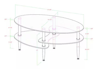 Brand New in Box Wave Mid Century Modern Oval Glass Coffee Table (#27)