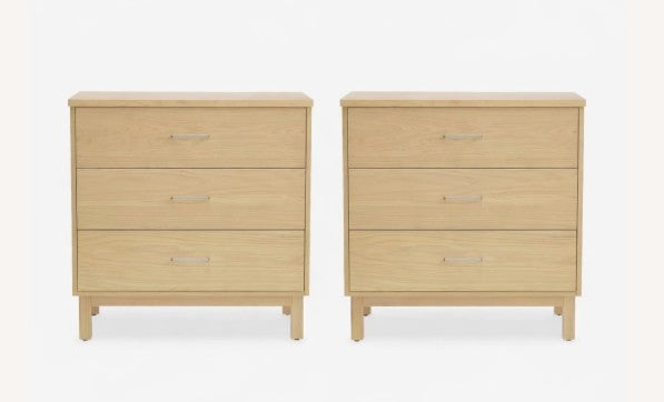 Brand New in Box Set of Two Clinton 3-Drawer Dresser - 3 Drawer, Oak (#137)