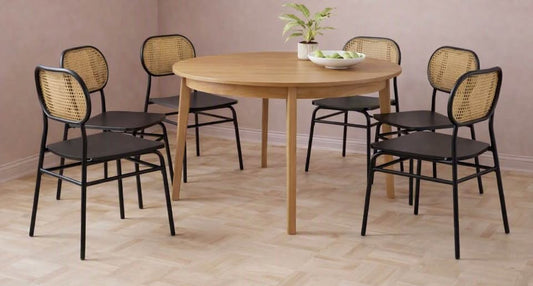 Brand New in Box Set of Six Wicker Back Metal Dining Chair Black (#271)