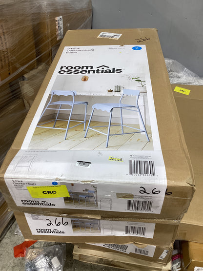 Brand New in Box Set of 2, 24" Wavy Metal Counter Height Barstool, Blue (Four Sets Available) (#266)