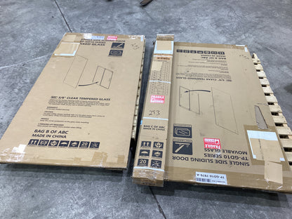 Brand New in Box 74-79" W X 76" H Frameless Single Sliding Shower Door, Matte Black (#293)