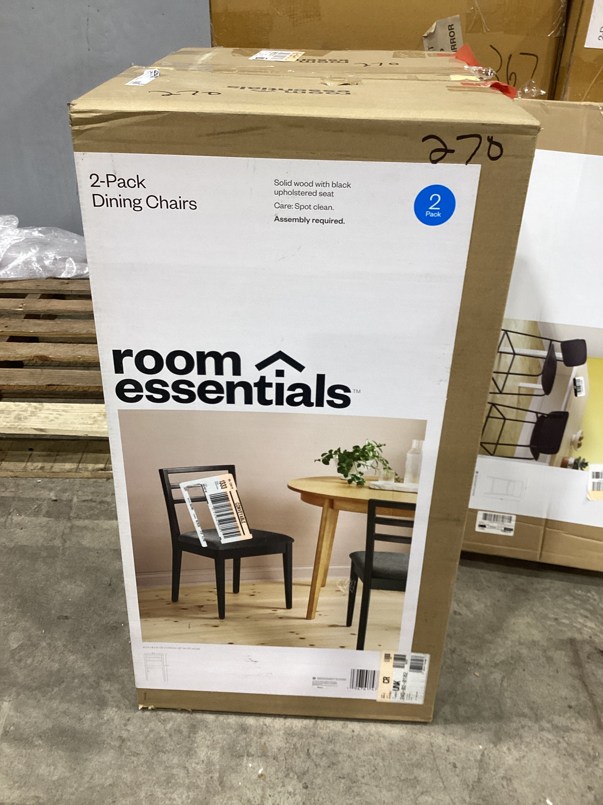 Brand New in Box Ladder Back Dining Chair W/ Padded Seat, Black (Five Sets of Two Available) (#270)
