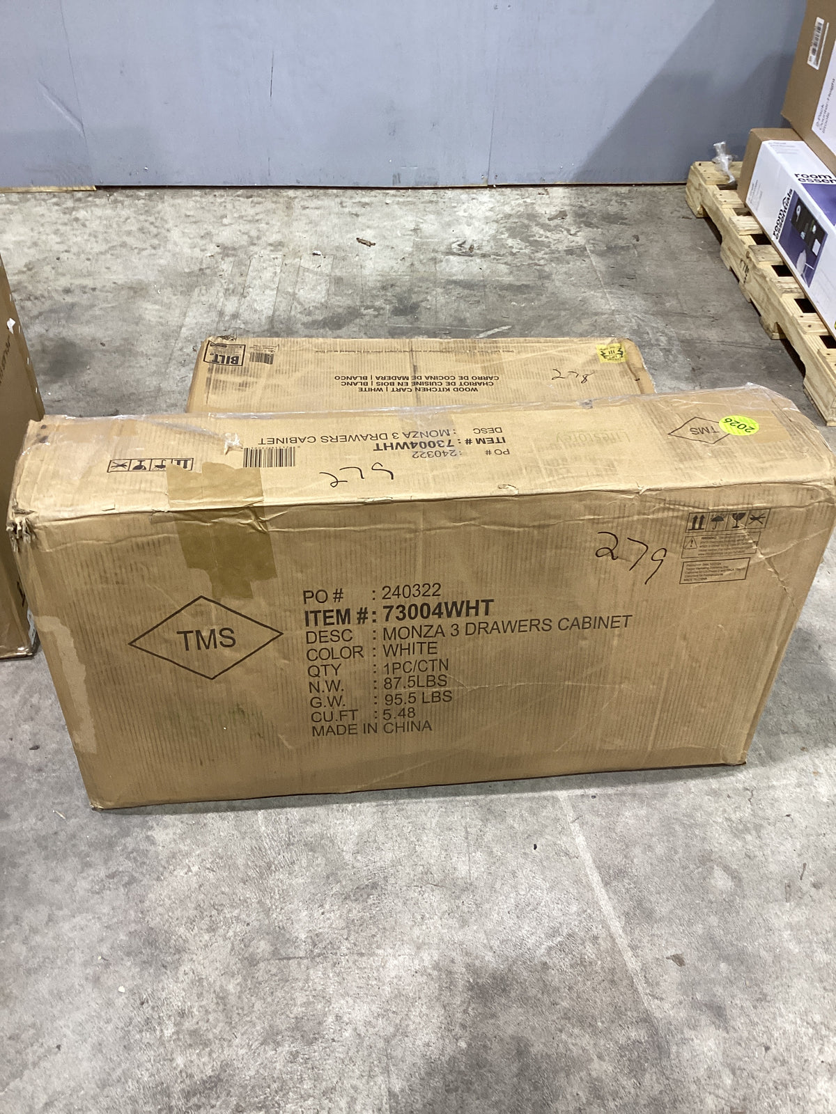 Brand New in Box Tavais 3-Drawer Accent Cabinet with Faux Marble Top (#279)