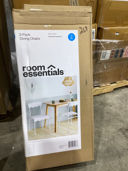 Brand New in Box Set of Four Wavy Metal Dining Chair White (#269)