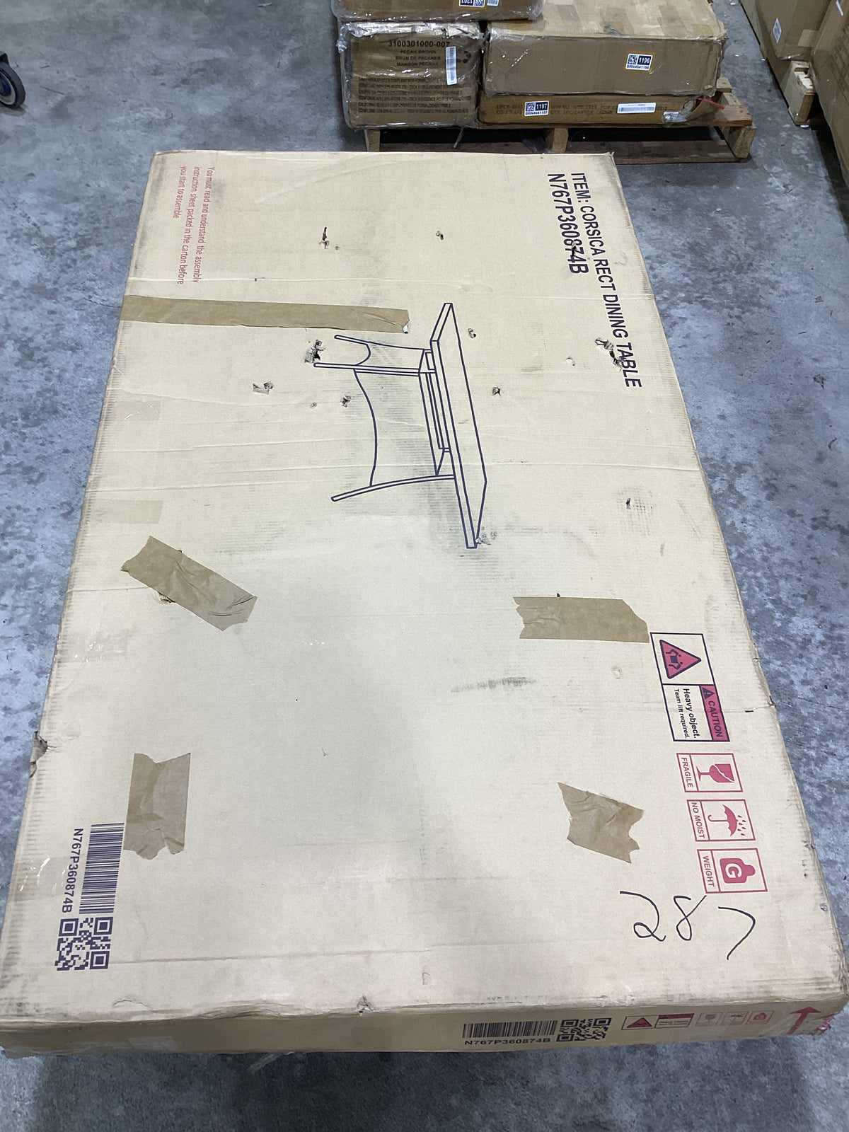 Brand New in Box Wicker Rectangle Dining Table, Brown (#287)
