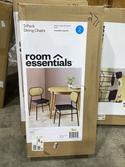 Brand New in Box Set of Six Wicker Back Metal Dining Chair Black (#271)